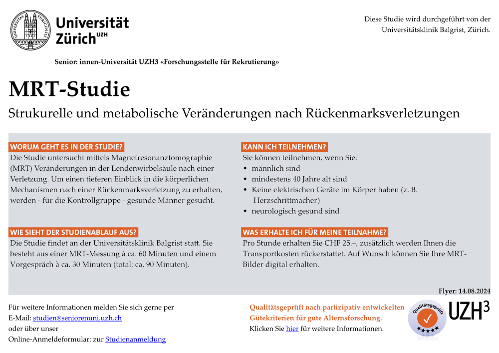 Bild des Flyers der MRT-Studie